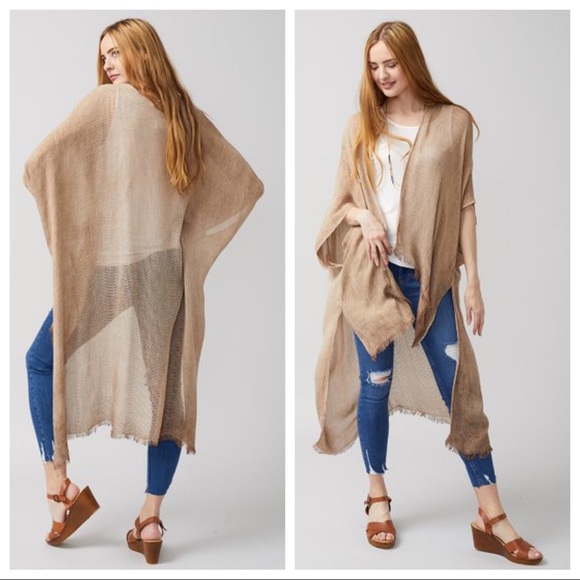 FREE PEOPLE LONG KIMONO DUSTER CARDI CAPE A2C - Picture 13 of 14